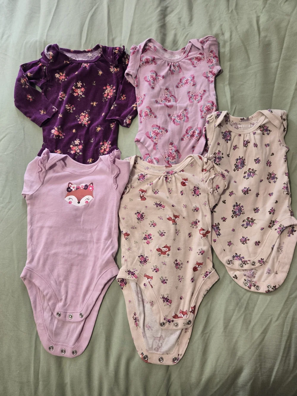 HUGE BUNDLE Carter's, Gerber, Baby Place, Baby Girls Onesies